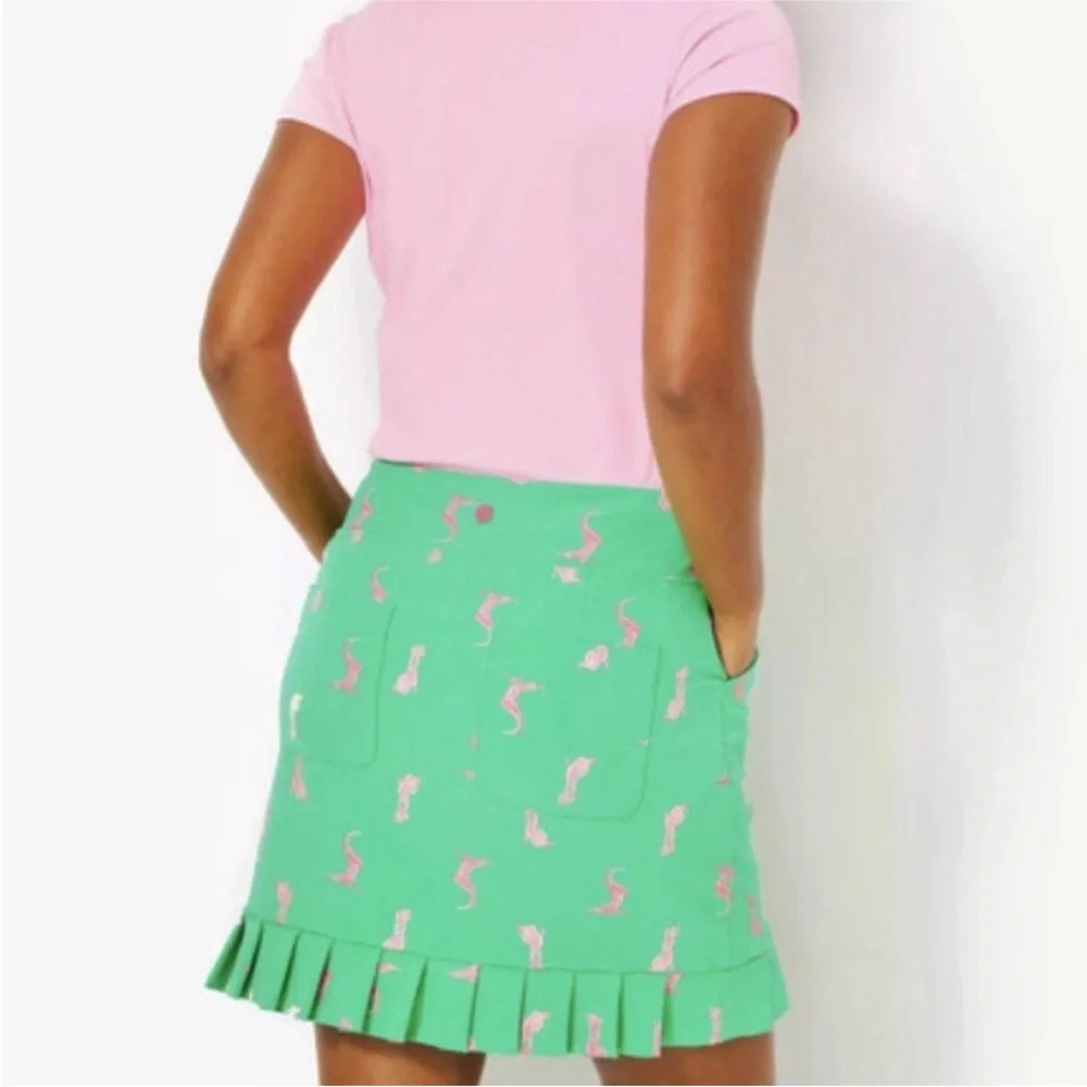 NWT Lilly Pulitzer Monica UPF 50+ Skort Spearmint Par Tee Animals SIZE 2 GOLF - Picture 3 of 10